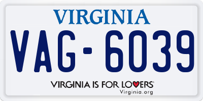 VA license plate VAG6039