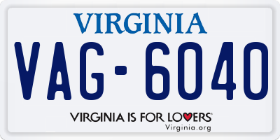 VA license plate VAG6040