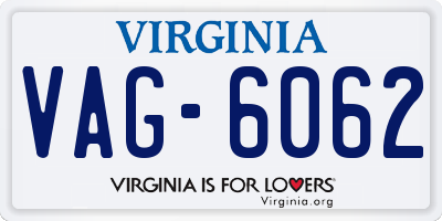 VA license plate VAG6062
