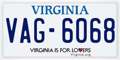 VA license plate VAG6068