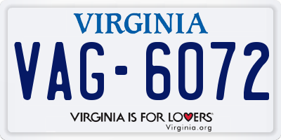 VA license plate VAG6072