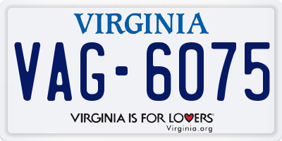 VA license plate VAG6075
