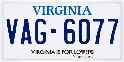 VA license plate VAG6077