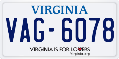 VA license plate VAG6078