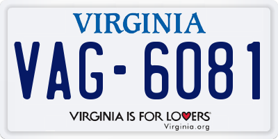 VA license plate VAG6081