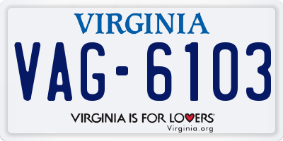 VA license plate VAG6103