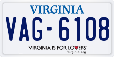 VA license plate VAG6108