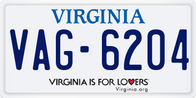 VA license plate VAG6204