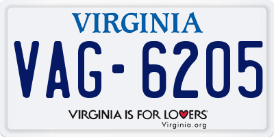 VA license plate VAG6205