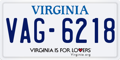 VA license plate VAG6218