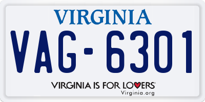 VA license plate VAG6301