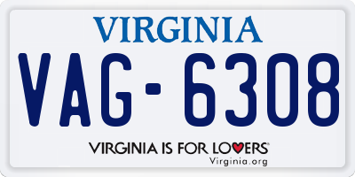 VA license plate VAG6308