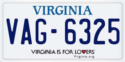 VA license plate VAG6325