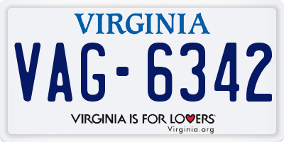 VA license plate VAG6342