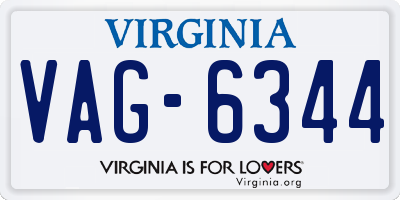 VA license plate VAG6344
