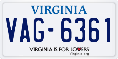 VA license plate VAG6361