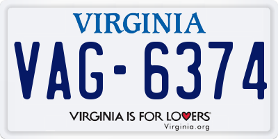 VA license plate VAG6374