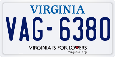 VA license plate VAG6380