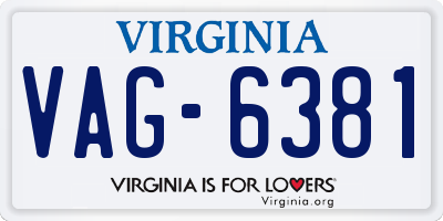 VA license plate VAG6381