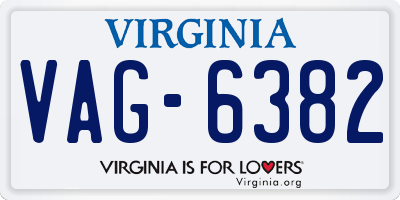 VA license plate VAG6382
