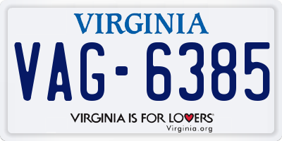VA license plate VAG6385