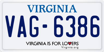 VA license plate VAG6386
