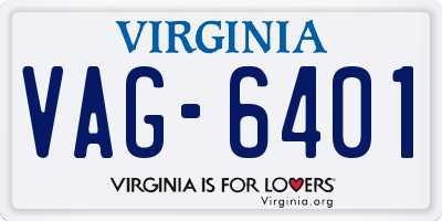 VA license plate VAG6401