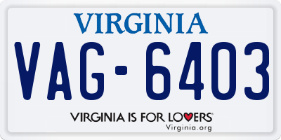 VA license plate VAG6403