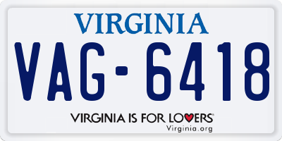 VA license plate VAG6418