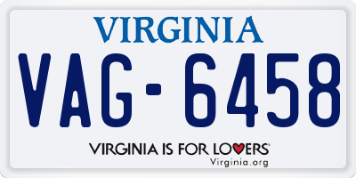 VA license plate VAG6458
