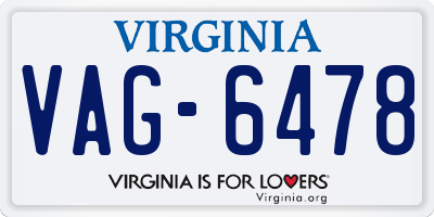 VA license plate VAG6478