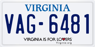 VA license plate VAG6481
