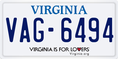 VA license plate VAG6494