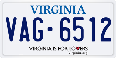 VA license plate VAG6512