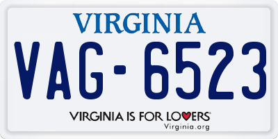 VA license plate VAG6523