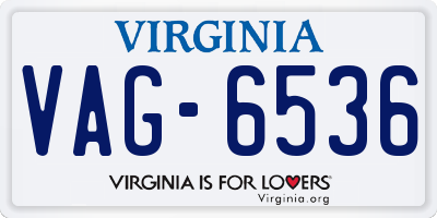 VA license plate VAG6536