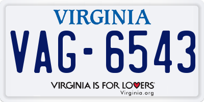 VA license plate VAG6543