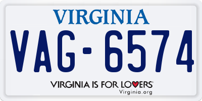 VA license plate VAG6574