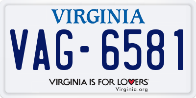 VA license plate VAG6581
