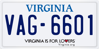 VA license plate VAG6601