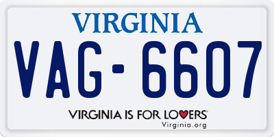 VA license plate VAG6607