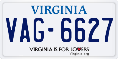 VA license plate VAG6627