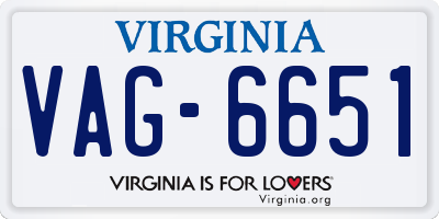 VA license plate VAG6651