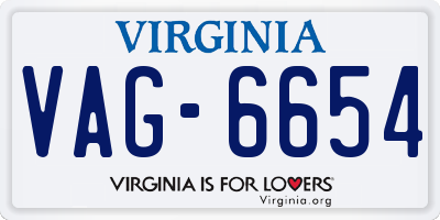 VA license plate VAG6654