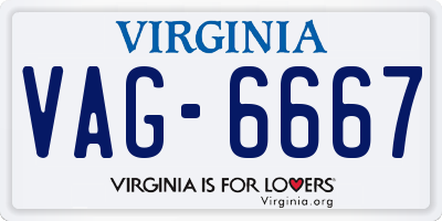VA license plate VAG6667