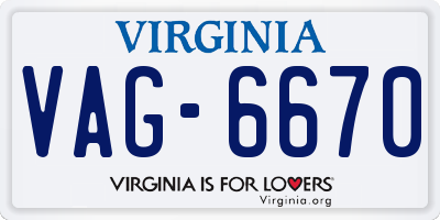 VA license plate VAG6670