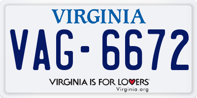 VA license plate VAG6672
