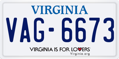 VA license plate VAG6673