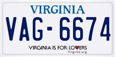 VA license plate VAG6674