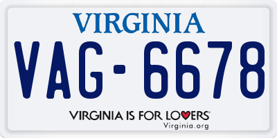 VA license plate VAG6678